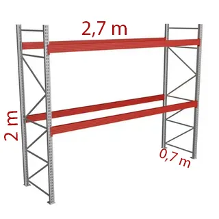 Паллетный стеллаж 2×2.7×0.7 м, 2 яруса