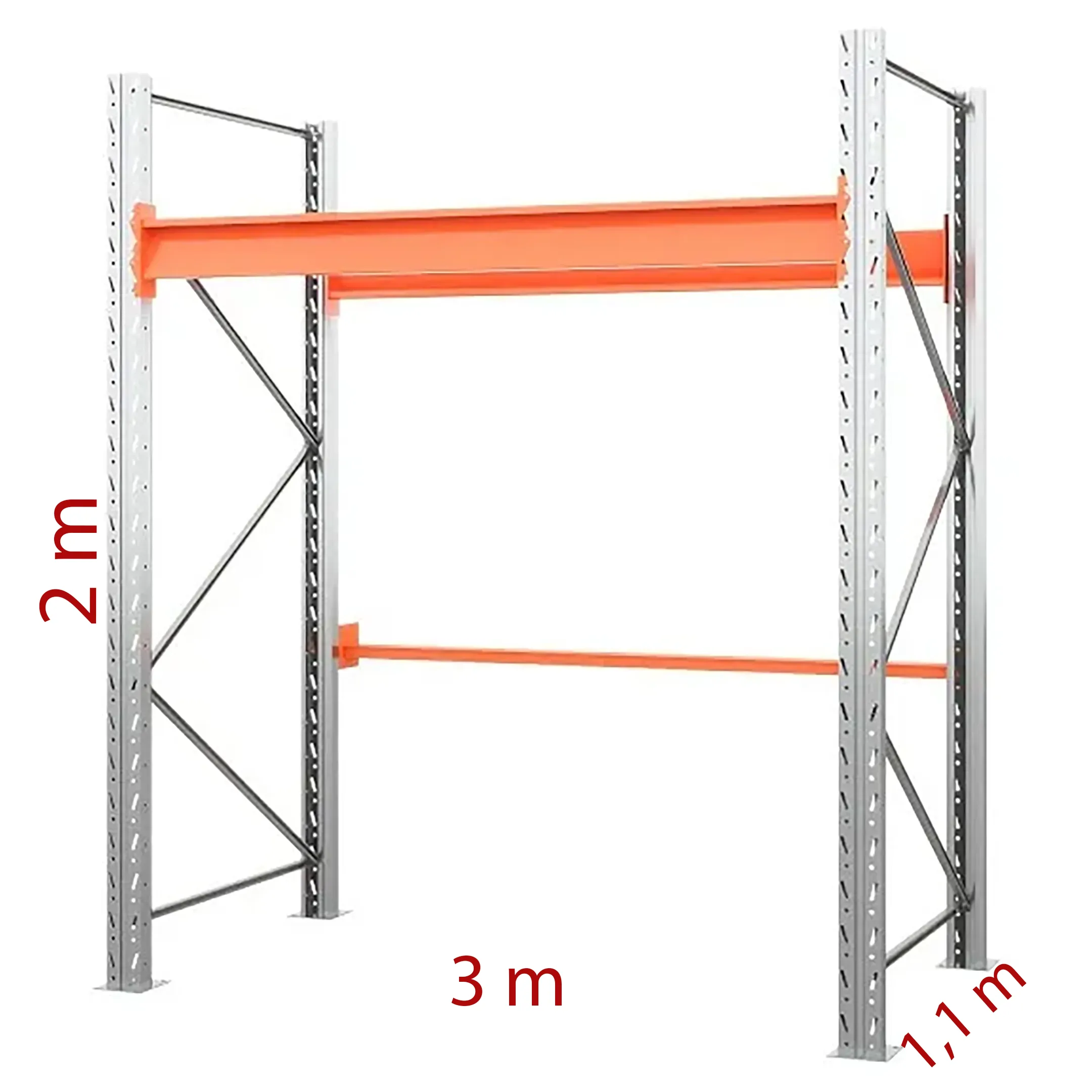 Паллетный стеллаж 2×3×1.1 м, 1 ярус